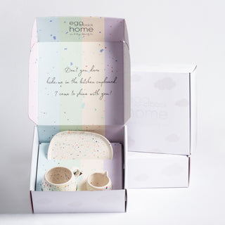 New Party Set 1 Small Tray + 1 Medium Ball + 1 Milk Jug - Gift Collection - White - Egg Back Home
