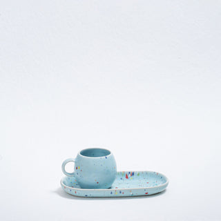 New Party Set 2 Espresso Mug + 2 Mini Tray - Blue