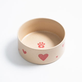Cozy Hearts Stoneware Pet Bowl 16,5cm 2 Pieces Set