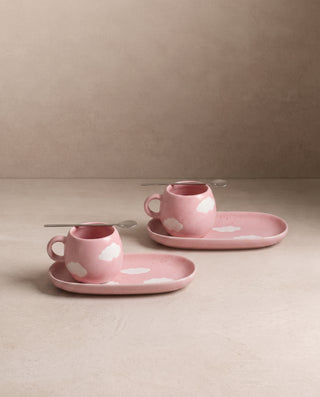 Pink Cloud Set 2 Espresso Mug + 2 Mini Tray