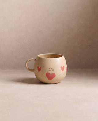 Cozy Hearts Stoneware Mug 500ml Cat Mom & Dad 2 Pieces Set – handmade stoneware mug – Egg Back Home