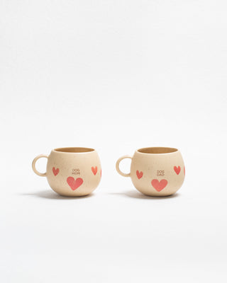 Lot de 2 mugs en grès « Cozy Hearts » 500 ml pour parents de chiens – tasse en grès faite main – Egg Back Home
