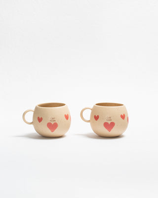 Cozy Hearts Stoneware Mug 500ml Cat Mom & Dad 2 Pieces Set – handmade stoneware mug – Egg Back Home