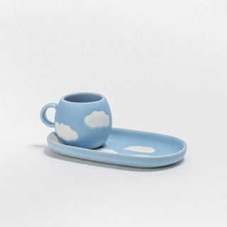 Cloud Set 2 Espresso Mug + 2 Mini Tray - Egg Back Home