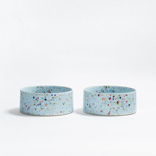Nuova Ciotola per Animali in Terracotta Party 16,5cm Set da 2 Pezzi Blu Chiaro