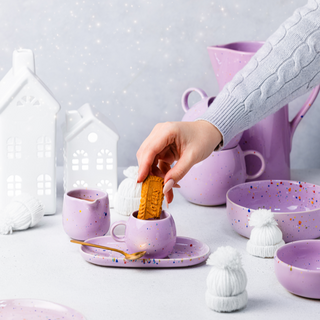 New Party Set 2 Espresso Mug + 2 Mini Tray - Lilac - Egg Back Home