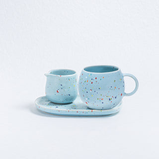 New Party Set 1 Small Tray + 1 Medium Ball + 1 Milk Jug - Gift Collection - Blue - Egg Back Home