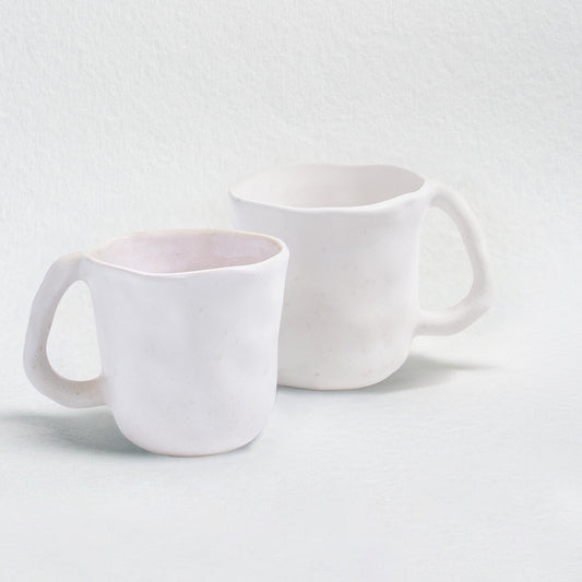 Nature Shape White & Light Pink 2 Mugs 300ml Set