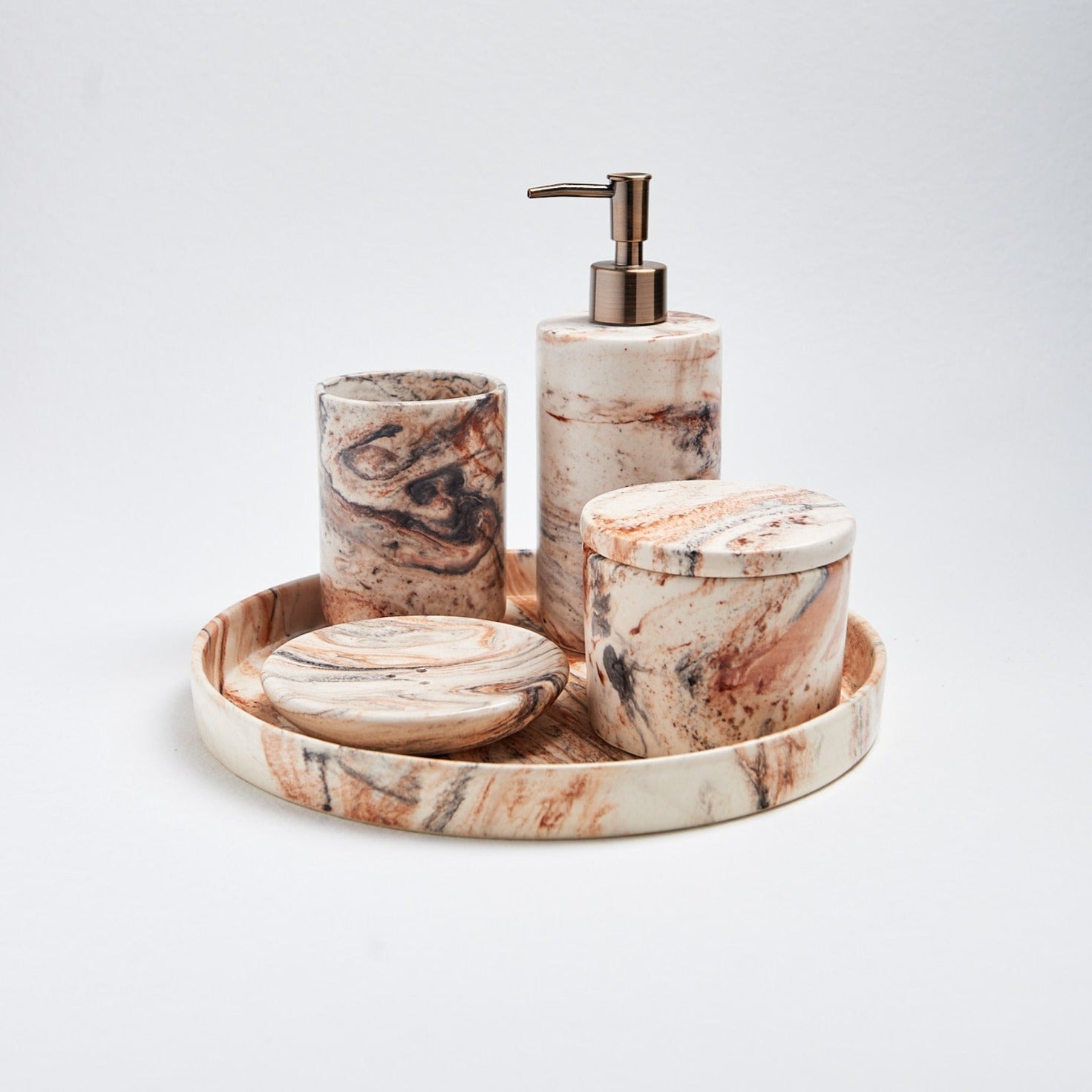 Marble Bathroom Set | Ceramic Bathroom Set | Egg Back Home