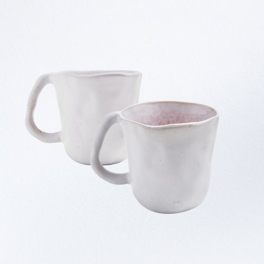 Nature Shape White & Light Pink 2 Mugs 300ml Set