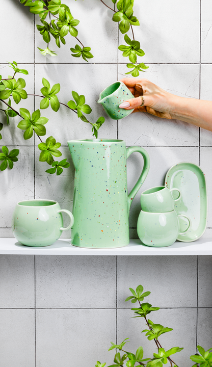 Nouvel ensemble de fête 2 tasses à expresso + 2 mini plateaux - Vert