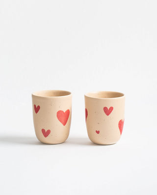 Cozy Hearts Stoneware Medium Cup 220ml 2 Pieces Set