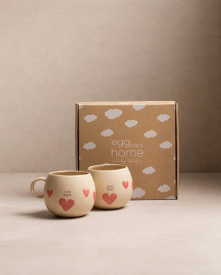 Lot de 2 mugs en grès « Cozy Hearts » 500 ml pour parents de chiens – tasse en grès faite main – Egg Back Home