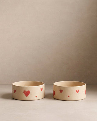 Cozy Hearts Stoneware Pet Bowl 16,5cm 2 Pieces Set — shopify 1