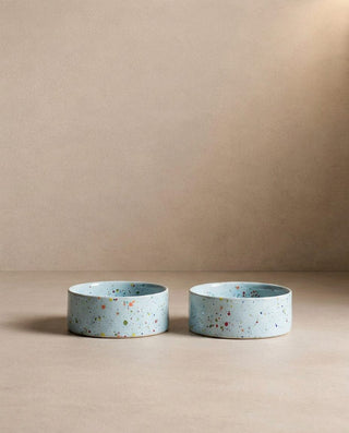 New Party Stoneware Pet Bowl 14cm 2 Pieces Set Soft Blue — shopify 2