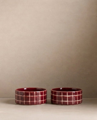 Pool Stoneware Pet Bowl 14cm Burgundy 2 Pieces Set — shopify 1