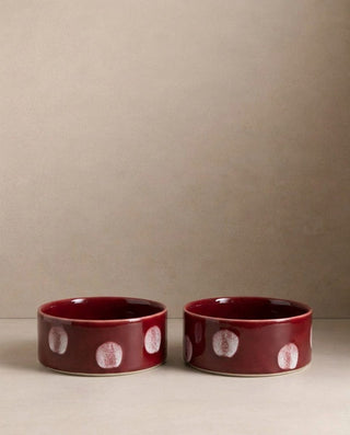 Pop Dots Stoneware Pet Bowl 14cm Burgundy 2 Pieces Set — shopify 1