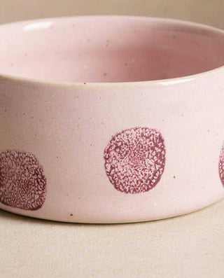 Pop Dots Stoneware Pet Bowl 14cm Pink 2 Pieces Set — macro 1