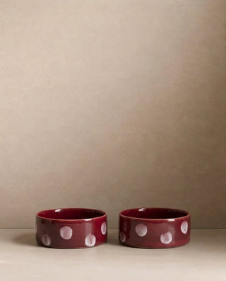 Pop Dots Stoneware Pet Bowl 16,5cm Burgundy 2 Pieces Set — shopify 1