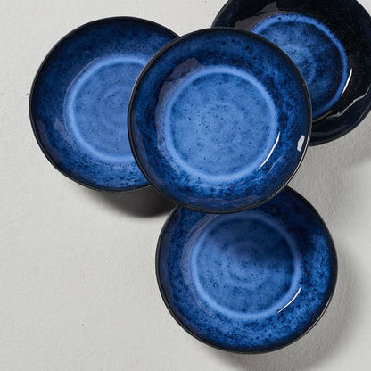 Handmade ceramics stoneware reactive glaze made in Portugal blue pasta plate